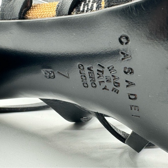 CASADEI BLACK LETTER STRAPPY SANDALS ANKLE BROWN NEUTRAL HEELS TRIBAL SANDALS 7 - Picture 8 of 15